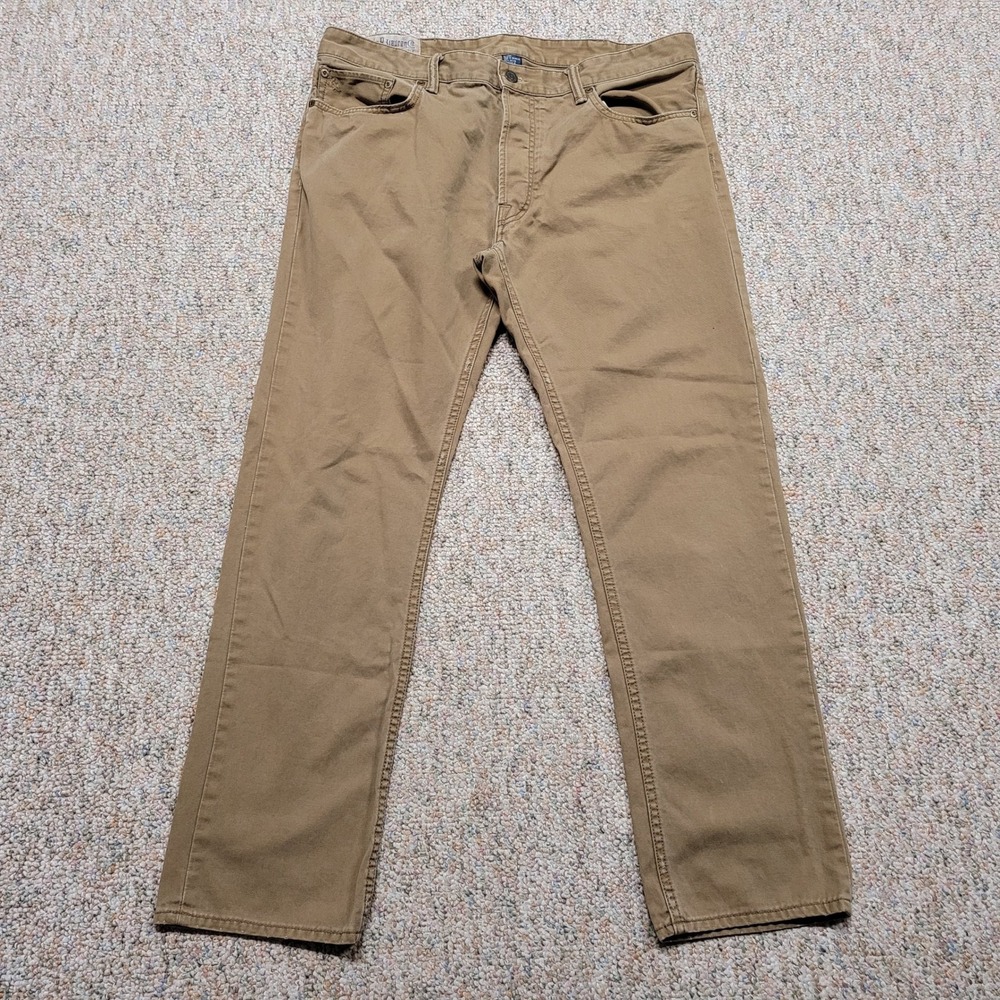 Polo Ralph Lauren Varick Slim Jeans Mens 36x30 Brown Cotton Button Fly